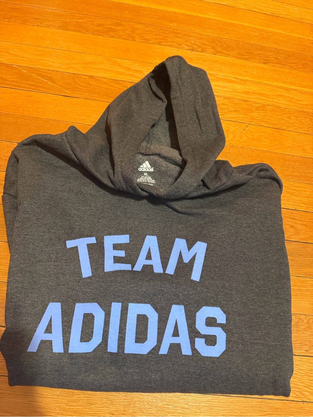 adidas Black Hoodie with Light Blue TEAM ADIDAS Print